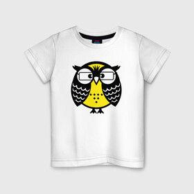 Детская футболка хлопок с принтом Совушка в очках в Екатеринбурге, 100% хлопок | круглый вырез горловины, полуприлегающий силуэт, длина до линии бедер | Тематика изображения на принте: owl | owls | сова | совушка | совы | филин | фраза | юмор