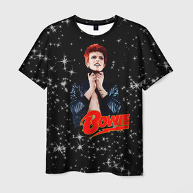 Мужская футболка 3D с принтом Starman в Екатеринбурге, 100% полиэфир | прямой крой, круглый вырез горловины, длина до линии бедер | bowie | glamrock | retro | rocknroll | space | stars | звезды | космос