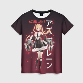 Женская футболка 3D с принтом azur lane в Екатеринбурге, 100% полиэфир ( синтетическое хлопкоподобное полотно) | прямой крой, круглый вырез горловины, длина до линии бедер | anime | azur lane | girl | аниме | девушка | лазурный путь