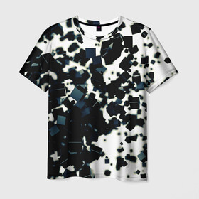 Мужская футболка 3D с принтом KUBIKI в Екатеринбурге, 100% полиэфир | прямой крой, круглый вырез горловины, длина до линии бедер | bricks | абстракция | кубики | молодежное | пестрое | черно белое