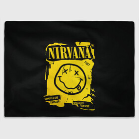 Плед 3D с принтом Nirvana 1987 в Екатеринбурге, 100% полиэстер | закругленные углы, все края обработаны. Ткань не мнется и не растягивается | album | curt | kobain | logo | music | nevermind | nirvana | rock | smells like | smile | teen spirit | альбом | гитара | курт кобейн | логотип | музыка | невермайнд | нирвана | рок | смайл | стикер
