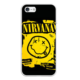 Чехол для iPhone 5/5S матовый с принтом Nirvana 1987 в Екатеринбурге, Силикон | Область печати: задняя сторона чехла, без боковых панелей | Тематика изображения на принте: album | curt | kobain | logo | music | nevermind | nirvana | rock | smells like | smile | teen spirit | альбом | гитара | курт кобейн | логотип | музыка | невермайнд | нирвана | рок | смайл | стикер