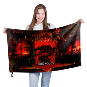 Флаг 3D с принтом DARK SOULS GAME STORY в Екатеринбурге, 100% полиэстер | плотность ткани — 95 г/м2, размер — 67 х 109 см. Принт наносится с одной стороны | Тематика изображения на принте: dark souls | darksouls | tegunvte | темные души