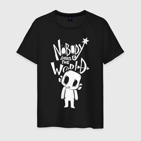 Мужская футболка хлопок с принтом Nobody Saves the World, Nobody в Екатеринбурге, 100% хлопок | прямой крой, круглый вырез горловины, длина до линии бедер, слегка спущенное плечо. | nobody | nobody saves the world | nstw | игры | никто | никто спасает мир | фэнтези