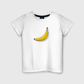 Детская футболка хлопок с принтом Самый обычный банан в Екатеринбурге, 100% хлопок | круглый вырез горловины, полуприлегающий силуэт, длина до линии бедер | banana | банан | еда | минимализм | тропический | фрукт