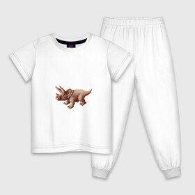 Детская пижама хлопок с принтом Трицератопс в Екатеринбурге, 100% хлопок |  брюки и футболка прямого кроя, без карманов, на брюках мягкая резинка на поясе и по низу штанин
 | арт | динозавры | звери | принт | трицератопс