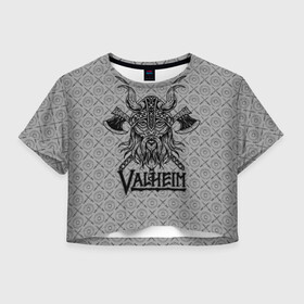 Женская футболка Crop-top 3D с принтом Valheim Viking dark в Екатеринбурге, 100% полиэстер | круглая горловина, длина футболки до линии талии, рукава с отворотами | fantasy | mmo | valheim | valve | валхейм | вальхейм | викинги | выживалка | игра | королевская битва | ммо | ролевая игра | фэнтази