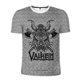 Мужская футболка 3D спортивная с принтом Valheim Viking dark в Екатеринбурге, 100% полиэстер с улучшенными характеристиками | приталенный силуэт, круглая горловина, широкие плечи, сужается к линии бедра | fantasy | mmo | valheim | valve | валхейм | вальхейм | викинги | выживалка | игра | королевская битва | ммо | ролевая игра | фэнтази