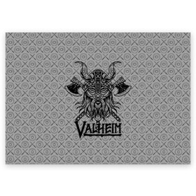Поздравительная открытка с принтом Valheim Viking dark в Екатеринбурге, 100% бумага | плотность бумаги 280 г/м2, матовая, на обратной стороне линовка и место для марки
 | fantasy | mmo | valheim | valve | валхейм | вальхейм | викинги | выживалка | игра | королевская битва | ммо | ролевая игра | фэнтази