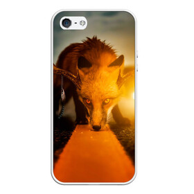 Чехол для iPhone 5/5S матовый с принтом Лиса с рогами оленя в Екатеринбурге, Силикон | Область печати: задняя сторона чехла, без боковых панелей | fox | foxy | животное | звери | лиса | лисенок | лисичка | милая | рыжая | фокс