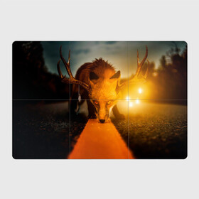 Магнитный плакат 3Х2 с принтом Лиса с рогами оленя в Екатеринбурге, Полимерный материал с магнитным слоем | 6 деталей размером 9*9 см | fox | foxy | животное | звери | лиса | лисенок | лисичка | милая | рыжая | фокс