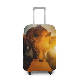Чехол для чемодана 3D с принтом Лиса с рогами оленя в Екатеринбурге, 86% полиэфир, 14% спандекс | двустороннее нанесение принта, прорези для ручек и колес | fox | foxy | животное | звери | лиса | лисенок | лисичка | милая | рыжая | фокс