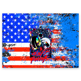 Поздравительная открытка с принтом Daft Punk american dream в Екатеринбурге, 100% бумага | плотность бумаги 280 г/м2, матовая, на обратной стороне линовка и место для марки
 | by craig drake | daft punk | madeinkipish | thomas bangalter | дафт панк | маски | тома и ги мануэль