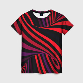 Женская футболка 3D с принтом Оптическая иллюзия в Екатеринбурге, 100% полиэфир ( синтетическое хлопкоподобное полотно) | прямой крой, круглый вырез горловины, длина до линии бедер | абстракция | геометрия | градиент | иллюзия | линии | спираль | труба