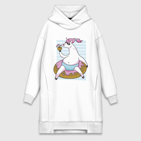 Платье-худи хлопок с принтом Chilling Unicorn в Екатеринбурге,  |  | art | cocktail | donut | drawing | unicorn | арт | единорог | коктейль | пончик | рисунок