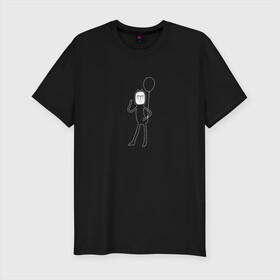 Мужская футболка хлопок Slim с принтом Коточел в Екатеринбурге, 92% хлопок, 8% лайкра | приталенный силуэт, круглый вырез ворота, длина до линии бедра, короткий рукав | Тематика изображения на принте: воздушный шар | кот | коточел | человеко кот | челокот