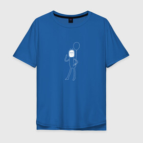 Мужская футболка хлопок Oversize с принтом Коточел в Екатеринбурге, 100% хлопок | свободный крой, круглый ворот, “спинка” длиннее передней части | Тематика изображения на принте: воздушный шар | кот | коточел | человеко кот | челокот