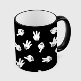 Кружка с принтом Множество рук в Екатеринбурге, керамика | ёмкость 330 мл | Тематика изображения на принте: жесты | ладони | ладонь | пальцы | перчатки | рука | руки
