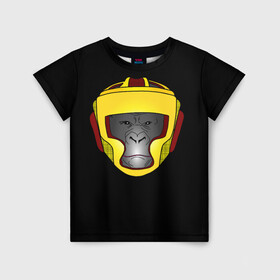 Детская футболка 3D с принтом Gorilla FIght в Екатеринбурге, 100% гипоаллергенный полиэфир | прямой крой, круглый вырез горловины, длина до линии бедер, чуть спущенное плечо, ткань немного тянется | бой | бокс | голова | горилла | шлем