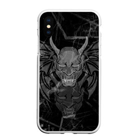 Чехол для iPhone XS Max матовый с принтом The devil is inside в Екатеринбурге, Силикон | Область печати: задняя сторона чехла, без боковых панелей | evil | демон | дьявол | зло | клыки | крылья | монстр | рога | страшный | хоррор