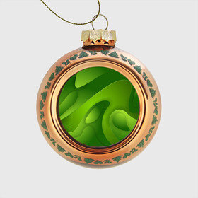 Стеклянный ёлочный шар с принтом 3d Green abstract в Екатеринбурге, Стекло | Диаметр: 80 мм | Тематика изображения на принте: luxury | versace | vip | абстракция | версаче | вип | паттерн | роскошь | текстуры