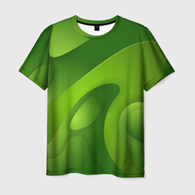 Мужская футболка 3D с принтом 3d Green abstract в Екатеринбурге, 100% полиэфир | прямой крой, круглый вырез горловины, длина до линии бедер | luxury | versace | vip | абстракция | версаче | вип | паттерн | роскошь | текстуры