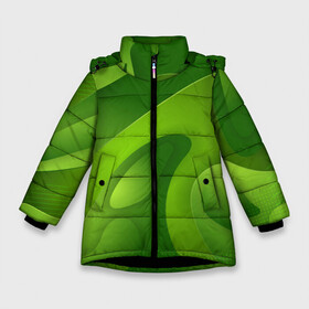 Зимняя куртка для девочек 3D с принтом 3d Green abstract в Екатеринбурге, ткань верха — 100% полиэстер; подклад — 100% полиэстер, утеплитель — 100% полиэстер. | длина ниже бедра, удлиненная спинка, воротник стойка и отстегивающийся капюшон. Есть боковые карманы с листочкой на кнопках, утяжки по низу изделия и внутренний карман на молнии. 

Предусмотрены светоотражающий принт на спинке, радужный светоотражающий элемент на пуллере молнии и на резинке для утяжки. | Тематика изображения на принте: luxury | versace | vip | абстракция | версаче | вип | паттерн | роскошь | текстуры