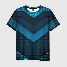 Мужская футболка 3D с принтом 3D luxury blue abstract в Екатеринбурге, 100% полиэфир | прямой крой, круглый вырез горловины, длина до линии бедер | luxury | versace | vip | абстракция | версаче | вип | паттерн | роскошь | текстуры
