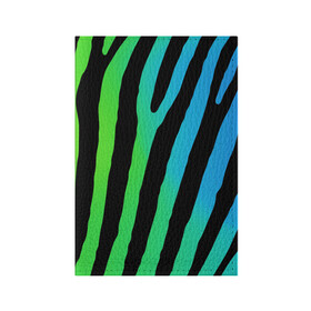 Обложка для паспорта матовая кожа с принтом Радужная зебра в Екатеринбурге, натуральная матовая кожа | размер 19,3 х 13,7 см; прозрачные пластиковые крепления | градиент | животное | зебра | орнамент | полоски