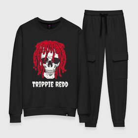 Женский костюм хлопок с принтом TRIPPIE REDD в Екатеринбурге, 100% хлопок | на свитшоте круглая горловина, мягкая резинка по низу. Брюки заужены к низу, на них два вида карманов: два 