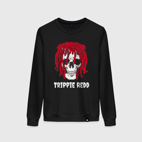 Женский свитшот хлопок с принтом TRIPPIE REDD в Екатеринбурге, 100% хлопок | прямой крой, круглый вырез, на манжетах и по низу широкая трикотажная резинка  | 1400 | big | rap | red | redd | trippie | ред | редд | рэд | рэдд | триппи