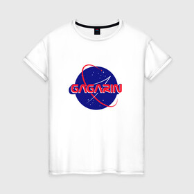Женская футболка хлопок с принтом Yury Gagarin NASA в Екатеринбурге, 100% хлопок | прямой крой, круглый вырез горловины, длина до линии бедер, слегка спущенное плечо | korolev | merch | roscosmos | roskosmos | space | ussr | vostok | байконур | восток | день космонавтики | королёв | космонавт | космос | мерч | миссия мира | наса | первый человек в космосе | поехали | ракета | роскосмос
