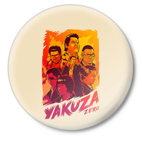 Значок с принтом Ykuza Zero в Екатеринбурге,  металл | круглая форма, металлическая застежка в виде булавки | game | games | japan | yakuza | игра | игры | кадзума кирю | клан рюдо | подобный дракону | якудза | япония