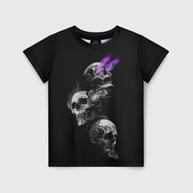 Детская футболка 3D с принтом Soul Skull в Екатеринбурге, 100% гипоаллергенный полиэфир | прямой крой, круглый вырез горловины, длина до линии бедер, чуть спущенное плечо, ткань немного тянется | death | skelet | skeleton | skulls | souls | душа | души | скелет | скелетон | черепа | черепушка