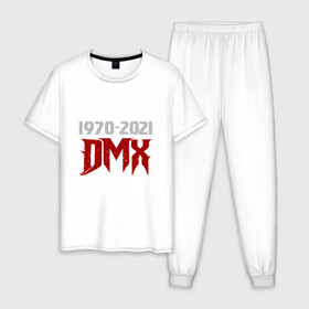 Мужская пижама хлопок с принтом DMX Life в Екатеринбурге, 100% хлопок | брюки и футболка прямого кроя, без карманов, на брюках мягкая резинка на поясе и по низу штанин
 | dmx | dog | earl simmons | hip hop | music | new york | rap | rapper | rip | ruff ryders | диэмикс | музыка | нью йорк | пёс | рэп | рэпер | хипхоп | эрл симмонс
