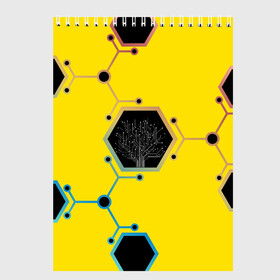 Скетчбук с принтом Cyborg Q в Екатеринбурге, 100% бумага
 | 48 листов, плотность листов — 100 г/м2, плотность картонной обложки — 250 г/м2. Листы скреплены сверху удобной пружинной спиралью | chip | geometry | дерево | киборг | нейросеть | схема