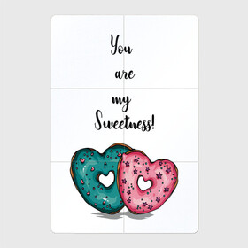 Магнитный плакат 2Х3 с принтом Пончики сердце в Екатеринбурге, Полимерный материал с магнитным слоем | 6 деталей размером 9*9 см | Тематика изображения на принте: глазурь | десерт | надпись | пончики | сердце | сладость