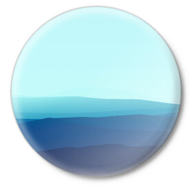 Значок с принтом Море в Екатеринбурге,  металл | круглая форма, металлическая застежка в виде булавки | арт | вектор | векторный рисунок | геометрические фигуры | геометрия | линии | море | небо | оттенки синего | рисунок | синий