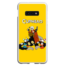 Чехол для Samsung S10E с принтом Cuphead x DMC в Екатеринбурге, Силикон | Область печати: задняя сторона чехла, без боковых панелей | cray | cuphead | davil | devile | dmc | game | games | may cry | mey crai | данте | дмц | дьявол может плакать | дьявол тоже плачет | дэвил мэй край | игра | игры | капхэд | неро | спарда