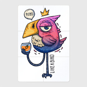 Магнитный плакат 2Х3 с принтом Светская птица в Екатеринбурге, Полимерный материал с магнитным слоем | 6 деталей размером 9*9 см | Тематика изображения на принте: градиент | коктейль | корона | попугай | птица
