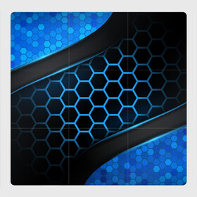 Магнитный плакат 3Х3 с принтом 3D luxury blue 3Д СОТЫ и плиты в Екатеринбурге, Полимерный материал с магнитным слоем | 9 деталей размером 9*9 см | luxury | versace | vip | абстракция | версаче | вип | паттерн | роскошь | текстуры