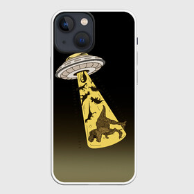 Чехол для iPhone 13 mini с принтом НЛО похищает динозавров в Екатеринбурге,  |  | дино | динозавры | инопланетяни | летающая тарелка | наса | нло
