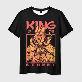 Мужская футболка 3D с принтом KING Street в Екатеринбурге, 100% полиэфир | прямой крой, круглый вырез горловины, длина до линии бедер | Тематика изображения на принте: animal | brutal | king | megane | of | street | the | горила | животное | зверь | король | обезьяна | реп | улиц | хипстер