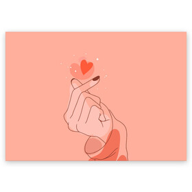 Поздравительная открытка с принтом Саранхэ в Екатеринбурге, 100% бумага | плотность бумаги 280 г/м2, матовая, на обратной стороне линовка и место для марки
 | k pop | любовь | рука девушки | саранхэ | сердце