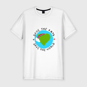 Мужская футболка хлопок Slim с принтом Планета Земля в Екатеринбурге, 92% хлопок, 8% лайкра | приталенный силуэт, круглый вырез ворота, длина до линии бедра, короткий рукав | earth | земляни | мирназемле | планета | планетаземля