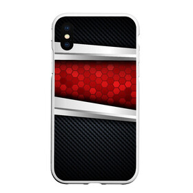 Чехол для iPhone XS Max матовый с принтом 3D Красные соты металлические в Екатеринбурге, Силикон | Область печати: задняя сторона чехла, без боковых панелей | luxury | versace | vip | абстракция | версаче | вип | паттерн | роскошь | текстуры