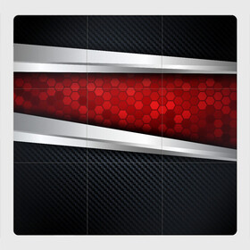 Магнитный плакат 3Х3 с принтом 3D Красные соты металлические в Екатеринбурге, Полимерный материал с магнитным слоем | 9 деталей размером 9*9 см | luxury | versace | vip | абстракция | версаче | вип | паттерн | роскошь | текстуры