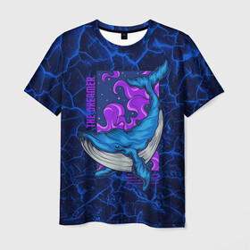 Мужская футболка 3D с принтом Кит мечтатель The dreamer в Екатеринбурге, 100% полиэфир | прямой крой, круглый вырез горловины, длина до линии бедер | Тематика изображения на принте: the dreamer | вода | волны | кит | мечта | мечтатель | море | океан | подводный мир | рыба