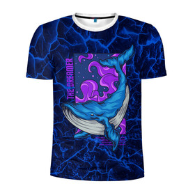 Мужская футболка 3D спортивная с принтом Кит мечтатель The dreamer в Екатеринбурге, 100% полиэстер с улучшенными характеристиками | приталенный силуэт, круглая горловина, широкие плечи, сужается к линии бедра | Тематика изображения на принте: the dreamer | вода | волны | кит | мечта | мечтатель | море | океан | подводный мир | рыба