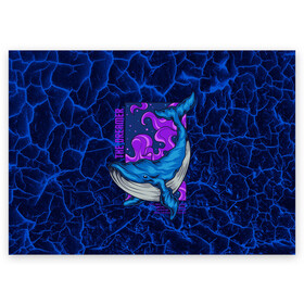 Поздравительная открытка с принтом Кит мечтатель The dreamer в Екатеринбурге, 100% бумага | плотность бумаги 280 г/м2, матовая, на обратной стороне линовка и место для марки
 | the dreamer | вода | волны | кит | мечта | мечтатель | море | океан | подводный мир | рыба